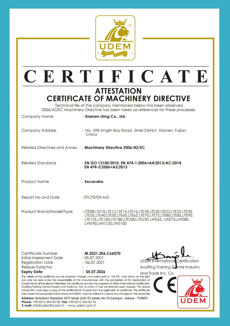 certificated  excavators