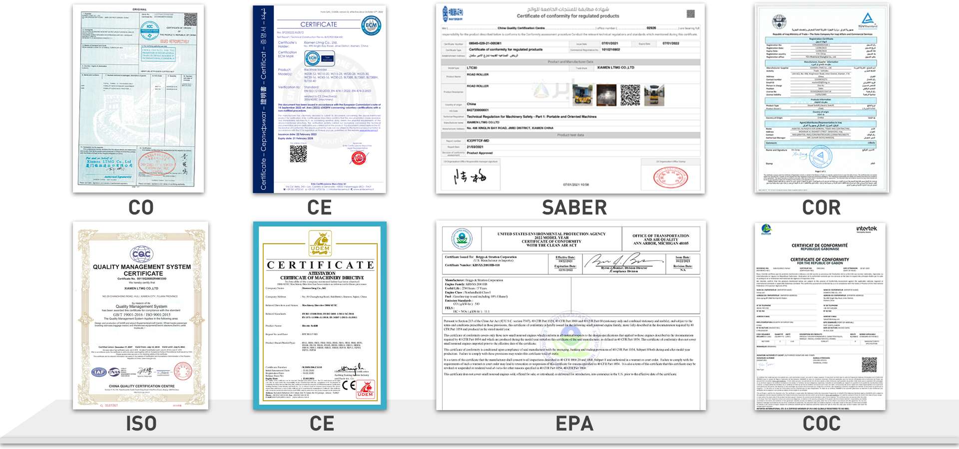 vibratory double drum roller certificates