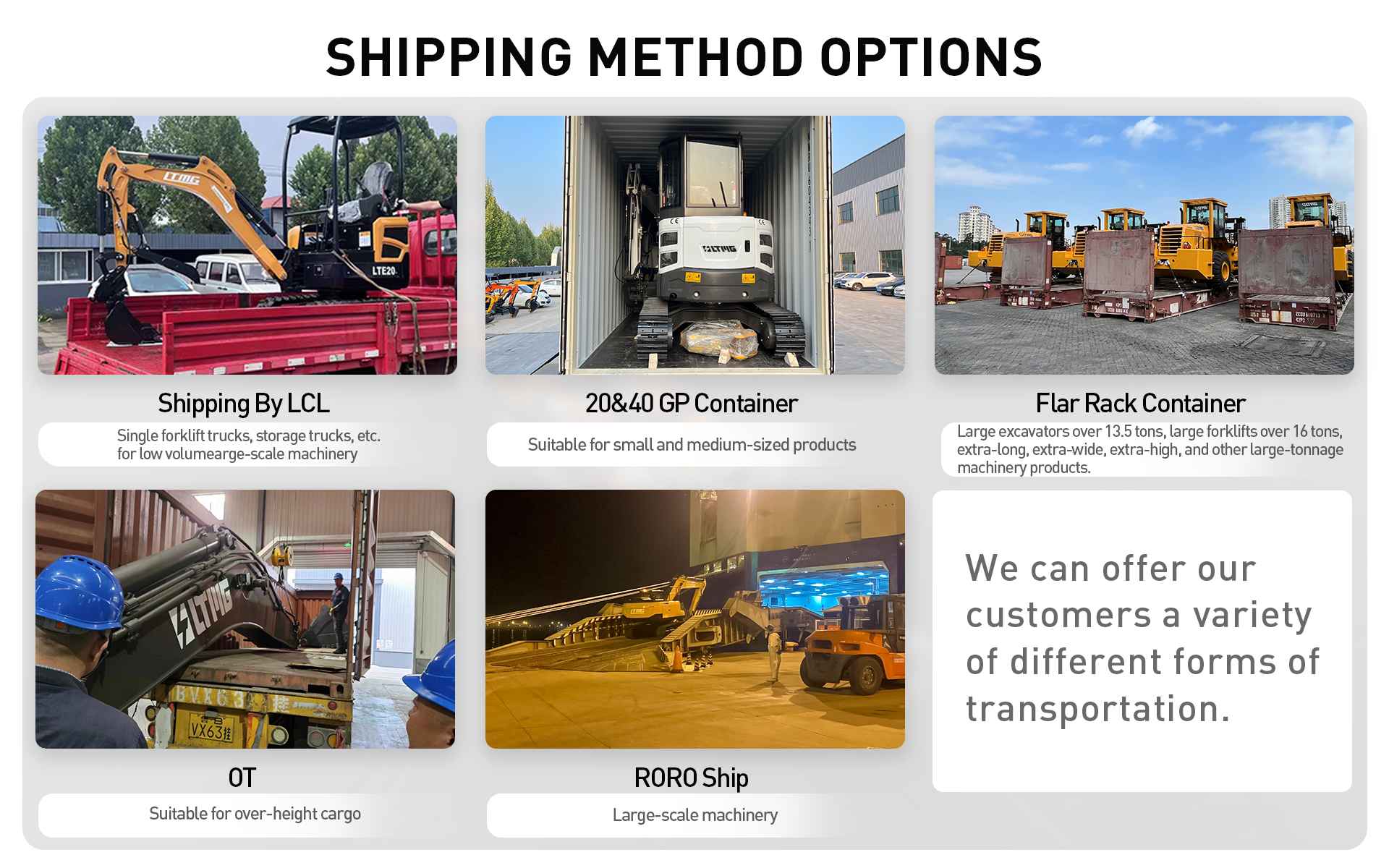 excavator shipping method